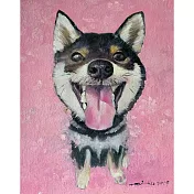 【玲廊滿藝】William Hsiao一舉-療癒的笑臉黑柴27x22cm