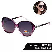 【SUNS】Polarized 時尚鑲鑽簍空名媛款 淑女偏光 大框顯小臉 S266 輕量/防眩光/抗UV400   夢幻紫