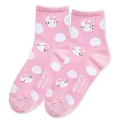 【ONEDER 旺達棉品】三麗鷗中統羅紋襪 Hello Kitty長襪 台灣製棉襪女襪- 粉點點 KT-A413