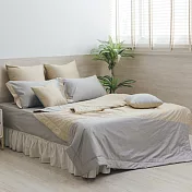 【麗塔寢飾】60支紗精梳棉 雙人涼被 朵朵奶昔 灰綠+拿鐵