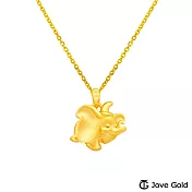 Disney迪士尼系列金飾 立體黃金墜子-可愛小飛象款 送玫瑰鋼項鍊