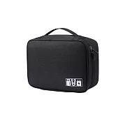 DF Queenin日韓 - 多功能便攜手機數據線充電器收納袋數碼包-共3色 黑色