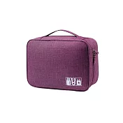 DF Queenin日韓 - 多功能便攜手機數據線充電器收納袋數碼包-共3色 紫色