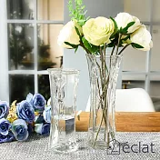 【éclat】匠心花藝高雅花紋六角時尚晶透花瓶大+小_ 鬱金香