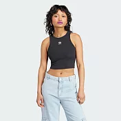 ADIDAS RIB TANK 短版 女背心上衣-黑-IJ8251 L 黑色