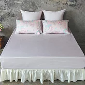 【麗塔寢飾】60支紗精梳棉 雙人加大床包枕套三件組 花園 紫色