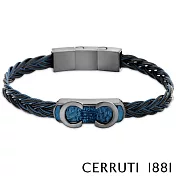 【Cerruti 1881】限量2折 義大利經典編織不銹鋼扣手環 全新專櫃展示品(CB0403 藍黑色)