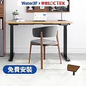 (免費送安裝)Water3F 三段式雙馬達電動升降桌 USB-C+A快充版? 140*70 深木紋色桌板+白架