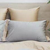 【麗塔寢飾】60支紗精梳棉 枕套組 朵朵奶昔 灰綠+拿鐵