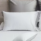 【麗塔寢飾】60支紗精梳棉 枕套組 朵朵奶昔 瓷白+灰綠