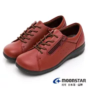 moonstar 拇指外翻4e寬楦休閒鞋女鞋 jp22.5 酒紅