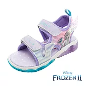 【Disney 迪士尼】冰雪奇緣 童款 輕量電燈涼鞋 / FNKT37137 16 (JP)紫色