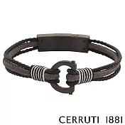 【Cerruti 1881】限量2折 義大利經典編織雙繩不銹鋼皮革手環 全新專櫃展示品(CB2103 黑咖啡色)