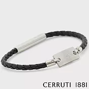 【Cerruti 1881】限量2折 義大利經典編織不銹鋼吊牌手環 全新專櫃展示品(CB6101 黑色)