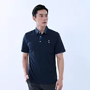【遊遍天下】男款抗UV防曬吸濕排汗速乾機能POLO衫 (GS1037) XL 緹花深藍