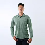 【遊遍天下】男款抗UV防曬吸濕排汗機能長袖POLO衫(GL1037) XL 軍綠