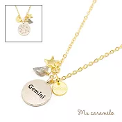 【U】焦糖小姐 Ms caramelo - 星座項鍊 6月雙子座項鍊 Gemini 月光石&鋯石項鍊 (可雙面配戴)