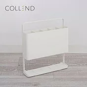 【日本COLLEND】鋼製5格長形傘架(附珪藻土墊)- 極簡白