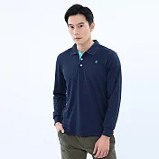【遊遍天下】MIT台灣製男款環保紗抗UV吸濕排汗機能長袖POLO衫 (GL1022) 丈青 L 丈青