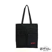 DF BAGSCHOOL - 台灣製造戶外休閒多口袋輕量牛津布肩背托特包 黑色