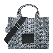 MARC JACOBS MONOGRAM緹花拉鍊手提/斜背兩用托特包-小/ 藍