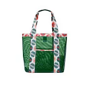 DF Queenin日韓 - 大容量戶外旅行收納單肩斜背透明網眼沙灘手提包-共4色  爆炸綠