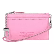 MARC JACOBS THE LEATHER ZIP壓印LOGO拉鍊鑰匙圈卡片夾/零錢包- 螢光粉