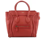 CELINE Micro Luggage Shopper 冏包 笑臉包 手提包_展示品 (唇膏紅)