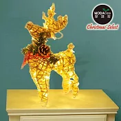 摩達客-金色發光小鹿-鐵網麋鹿擺飾含LED60燈(暖白光) 70CM