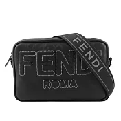 FENDI FF Logo Shadow 皮革相機斜背包 (黑色)