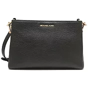 MICHAEL KORS 素面皮革三層斜揹包-黑