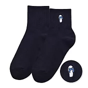 【ONEDER旺達棉品】韓系電繡2/2中統羅紋襪 柔棉刺繡襪 台灣製棉襪- 黑色(藍白拖) GK-A401