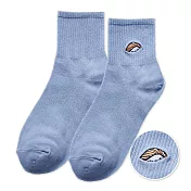 【ONEDER旺達棉品】韓系電繡2/2中統羅紋襪 柔棉刺繡襪 台灣製棉襪- 灰藍(壽司) GK-A403