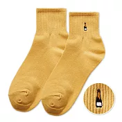 【ONEDER旺達棉品】韓系電繡2/2中統羅紋襪 柔棉刺繡襪 台灣製棉襪- 薑黃(香檳) GK-A405