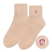 【ONEDER旺達棉品】韓系電繡2/2中統羅紋襪 柔棉刺繡襪 台灣製棉襪- 膚(奶昔) GK-A407
