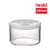 【iwaki】日本品牌耐熱玻璃微波密封保鮮罐 圓形白蓋-200ml(原廠總代理)