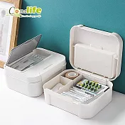 [Conalife]多用途卡扣式雙層收納盒(文具收納盒/醫藥箱) (1入)
