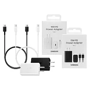 SAMSUNG原廠 15W Type C快充頭 + 雙Type C線組【盒裝公司貨】EP-T1510 / 支援A系列 黑色