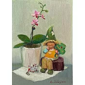 【玲廊滿藝】劉美伶-娃娃與蝴蝶蘭24x33cm