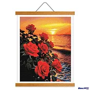 [HOMEHERE] DIY鑽石畫／夕陽與紅玫瑰 掛軸無框版