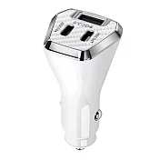 CITY 三孔車用充電器 50W PD QC3.0 雙TypeC+USB 手機平板車載快充 點煙孔車充 白色