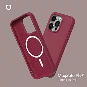 犀牛盾 iPhone 15 Pro (6.1吋) SolidSuit (MagSafe 兼容) 防摔背蓋手機保護殼- 酒紅