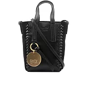 SEE BY CHLOE Tilda 小牛皮拼麂皮迷你二用托特包 (黑色)