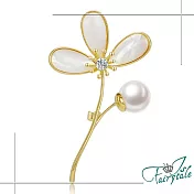【伊飾童話】單隻三瓣花＊珍珠母貝別針胸針/金