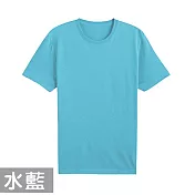 【男人幫】SL005＊純棉/亞麻棉領口加厚圓領短袖素面T恤 XS 水藍