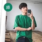 【男人幫】SL037＊韓國情侶百搭純棉/精梳棉彈性素面T恤 XS 綠色