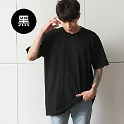 【男人幫】SL037＊韓國情侶百搭純棉/精梳棉彈性素面T恤 XS 黑色
