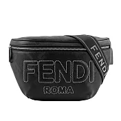 FENDI FF Logo Shadow 皮革腰包 (黑色)
