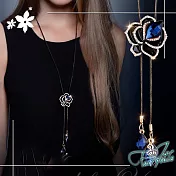 【伊飾童話】水晶藍玫瑰＊流蘇伸縮水鑽長鍊