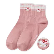 【ONEDER 旺達棉品】Hello Kitty電繡中統襪 三麗鷗刺繡長襪 凱蒂中筒襪 台灣製棉襪 女襪- 粉款 KT-A408
